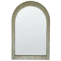 WANDSPIEGEL Samtstoff olivgrün oval 60/90 cm Huriel - Grün, Textil (60/90/3cm) - Beliani