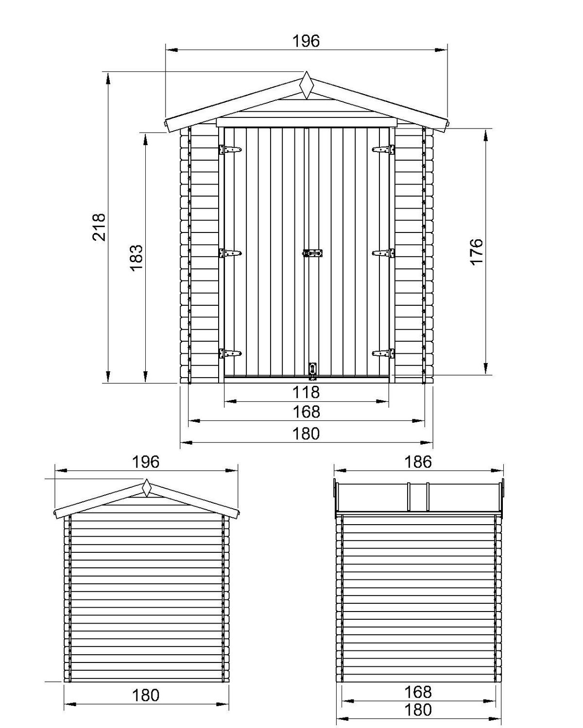 HOLZ-GARTENHAUS 2,82 m² – TIMBELA M320C1 - Naturfarben, Holz (196/218/186cm) - Timbela