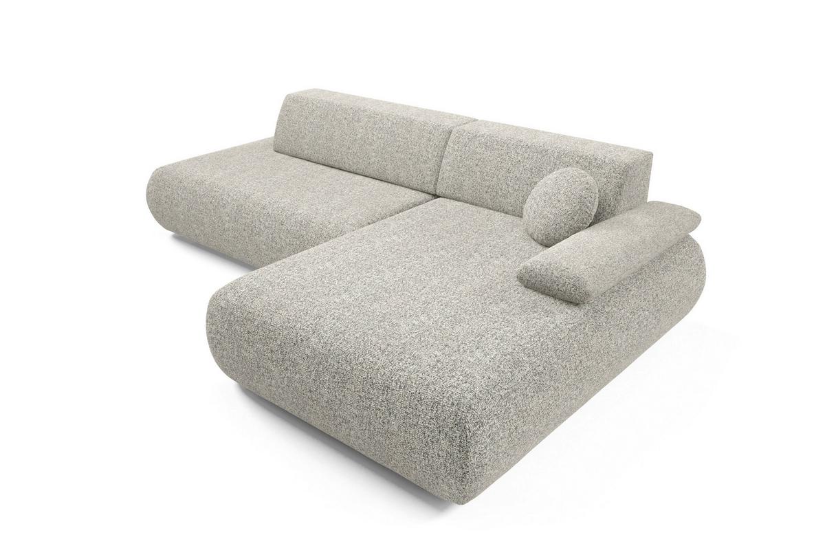 ECKSOFA DELTA R-S Grau Geflochtener Stoff mit Schlaffunktion - Grau, Holz (286/173.5cm) - MASSENO