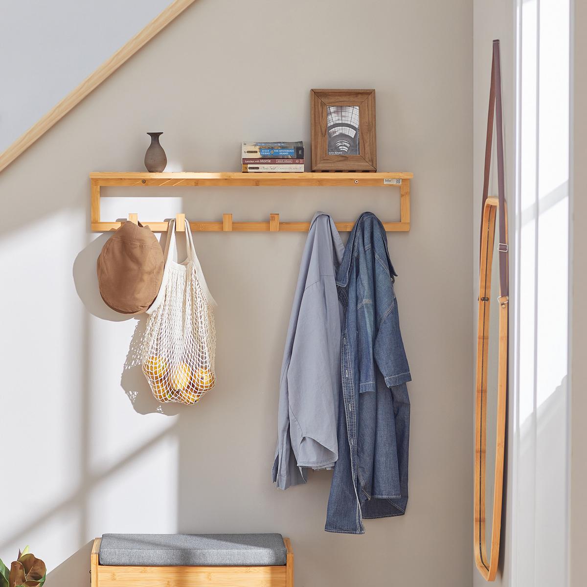 WANDGARDEROBE Natur - Naturfarben, Holz (90/17/13cm) - SoBuy