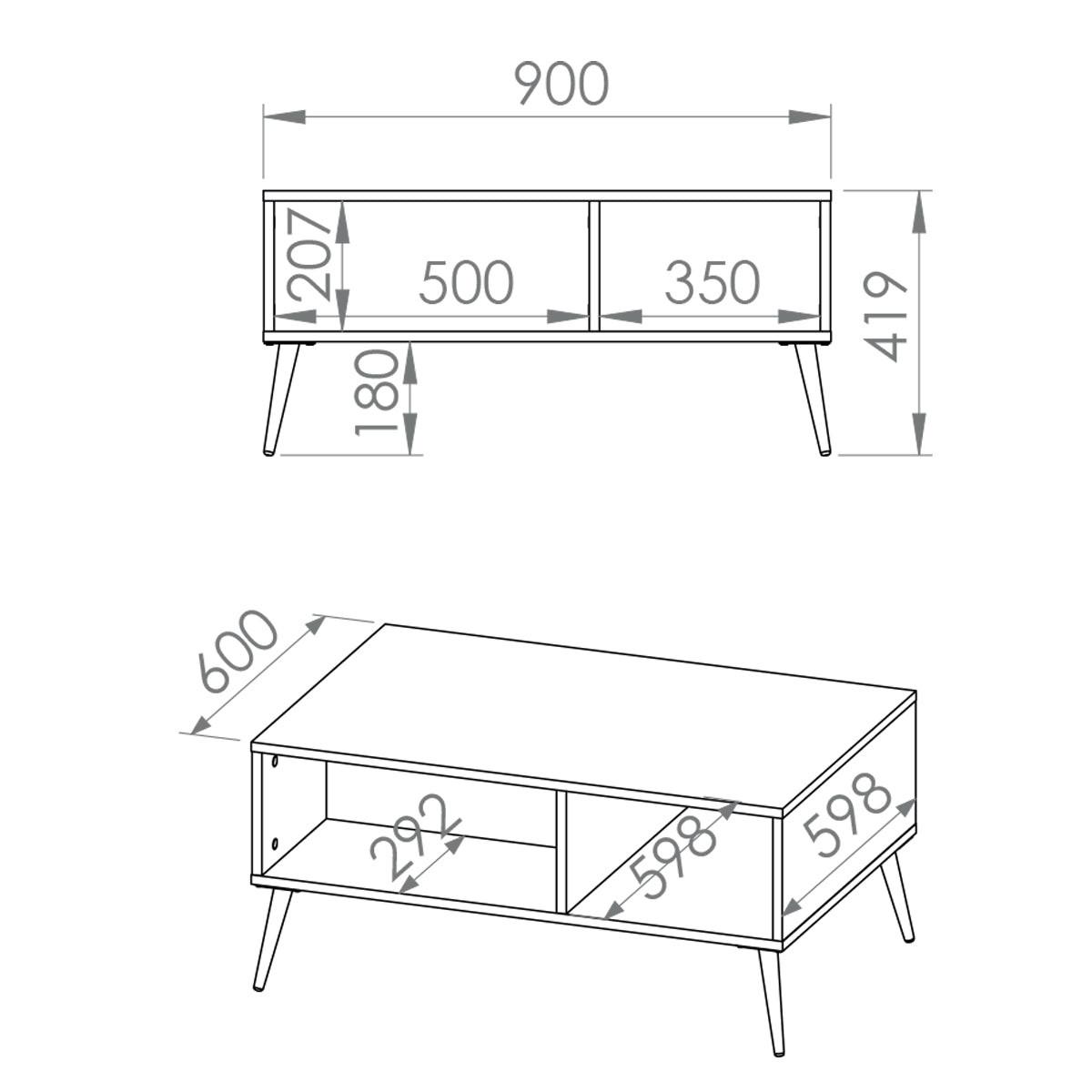 COUCHTISCH Olivia Kaschmir - Kaschmir, Holzwerkstoff (60/90/42cm) - Petits-meubles