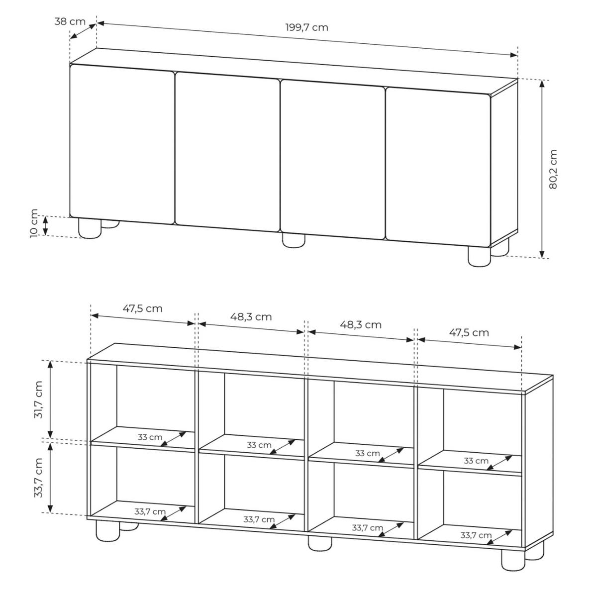 SIDEBOARD Lomo 199 cm - Eichefarben, Holz/Holzwerkstoff (199.7/80.2/38cm) - Selsey