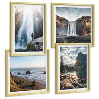 BILDER SET 4er Set - 50x50 cm & 40x60 cm Goldrahmen - Wasserfälle, Berge, Landschaften, Natur - Goldfarben, Kunststoff (50/50cm) - TULUP