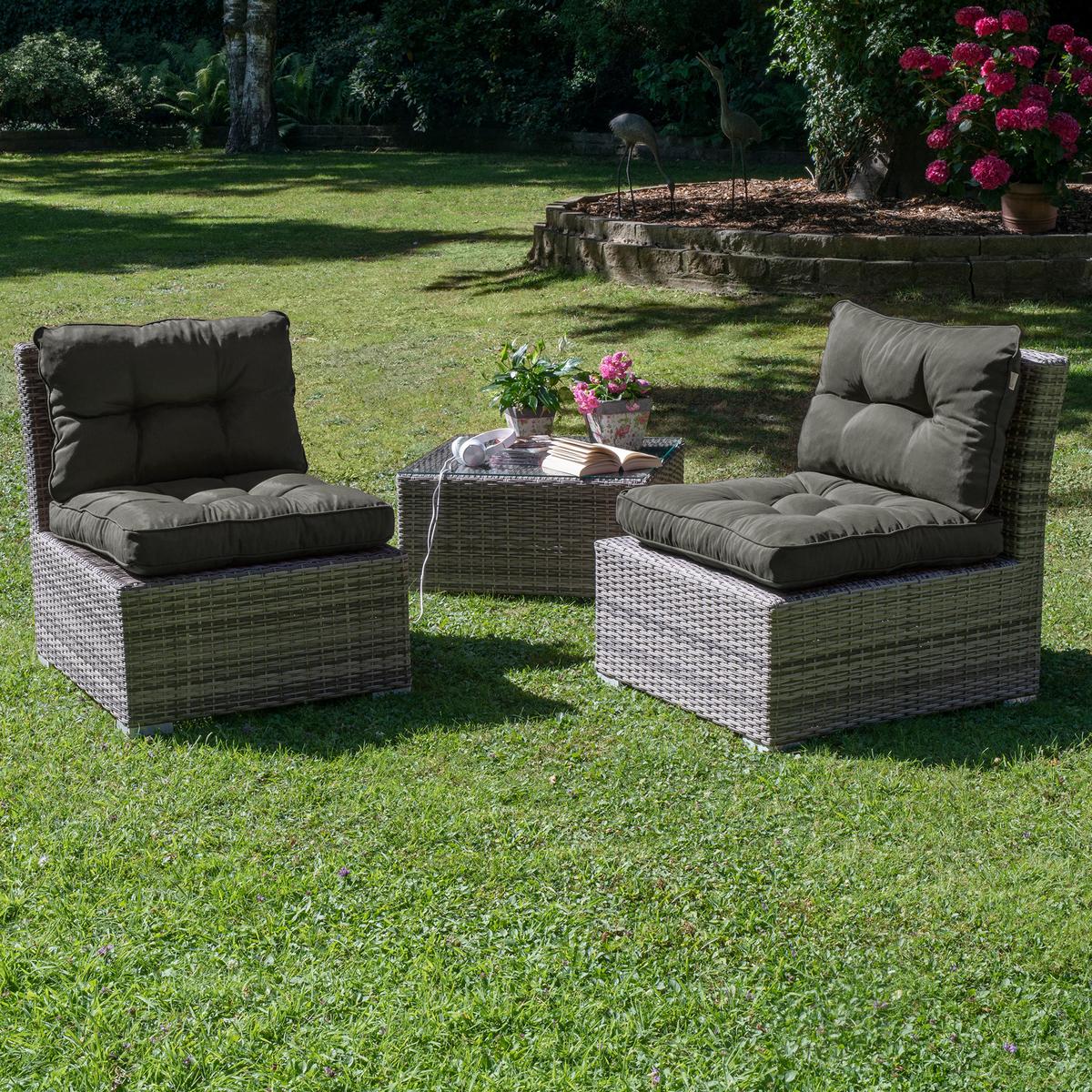 LOUNGEKISSEN Flair Outdoor Rücken 50/40/12cm Graphitgrau - Graphitfarben, Textil (40/12/50cm) - Beautissu 