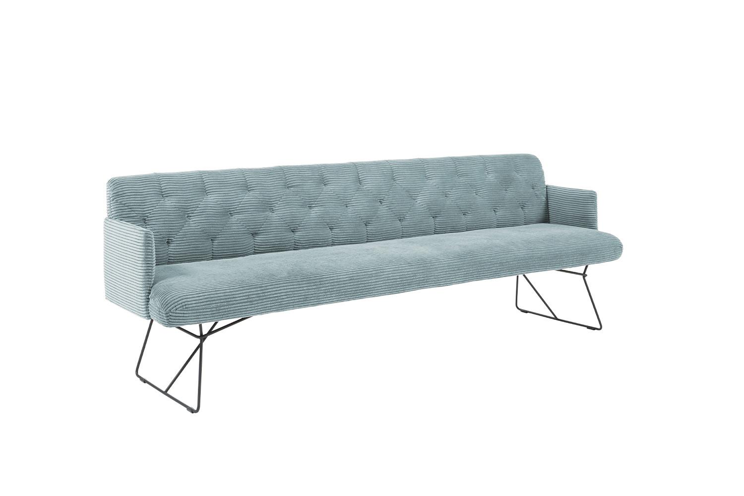 ESSZIMMERBANK CHARME Hellblau Cord - Hellblau, Textil (186/85/69cm) - KAWOLA