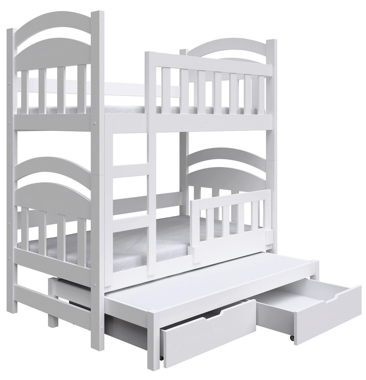 ETAGENBETT FÜR 3 PERSONEN MIT MATRATZEN Dopio 75x180 cm - Weiß, Holz (75/180cm) - Selsey