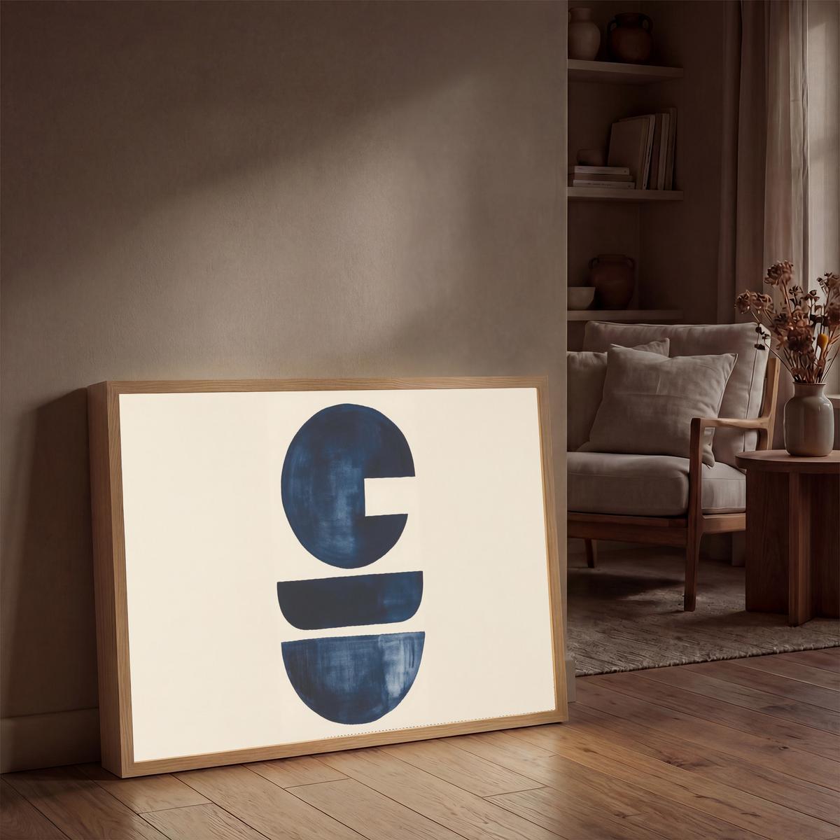 WANDLEUCHTE MIT AKKU Formen - Blau - Abstrakt 100x70 cm - Dunkelblau, Holzwerkstoff (100/70/8cm) - OnlyWow
