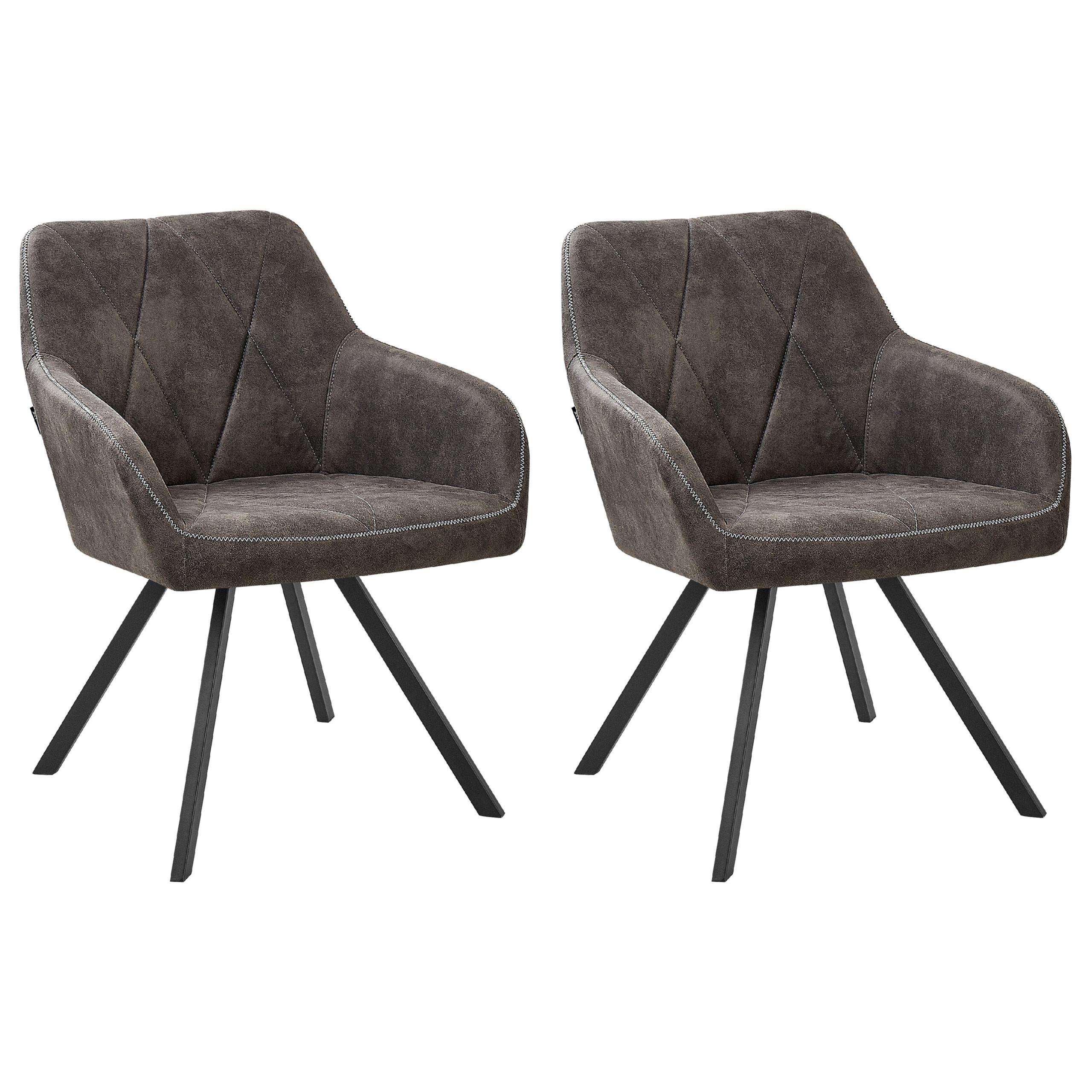 ESSZIMMERSTUHL 2er-Set Polsterbezug Grau Monee - Grau, Textil/Metall (48/78/50cm) - Beliani