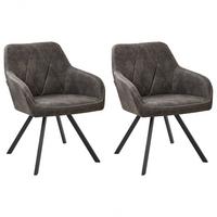 ESSZIMMERSTUHL 2er-Set Polsterbezug Grau Monee - Grau, Textil/Metall (48/78/50cm) - Beliani