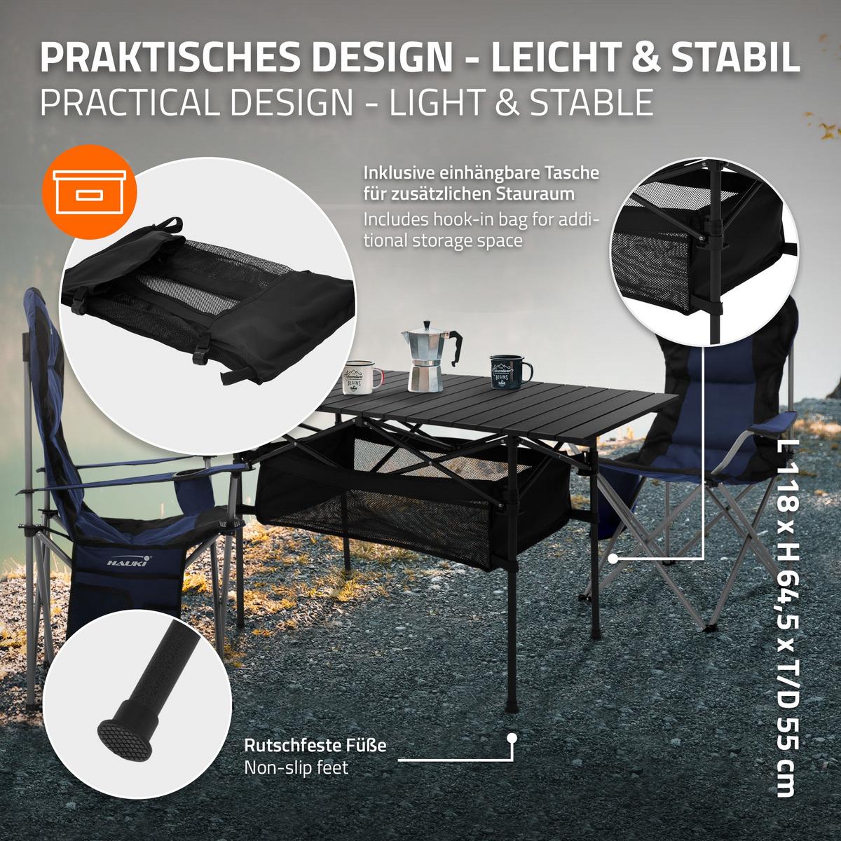 CAMPINGTISCH schwarz - Schwarz, Metall (55/118/64.5cm) - Hauki