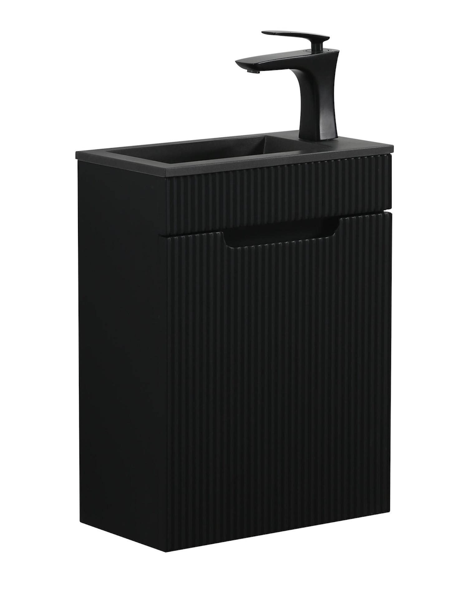 GÄSTE-WC-MÖBELSET Thermis 2 Teile Schwarz Matt - Schwarzes Waschbecken - 40 x 22 x 53 cm - Schwarz, Holz (40/53/22cm) - Badplaats