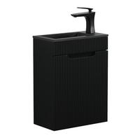GÄSTE-WC-MÖBELSET Thermis 2 Teile Schwarz Matt - Schwarzes Waschbecken - 40 x 22 x 53 cm - Schwarz, Holz (40/53/22cm) - Badplaats