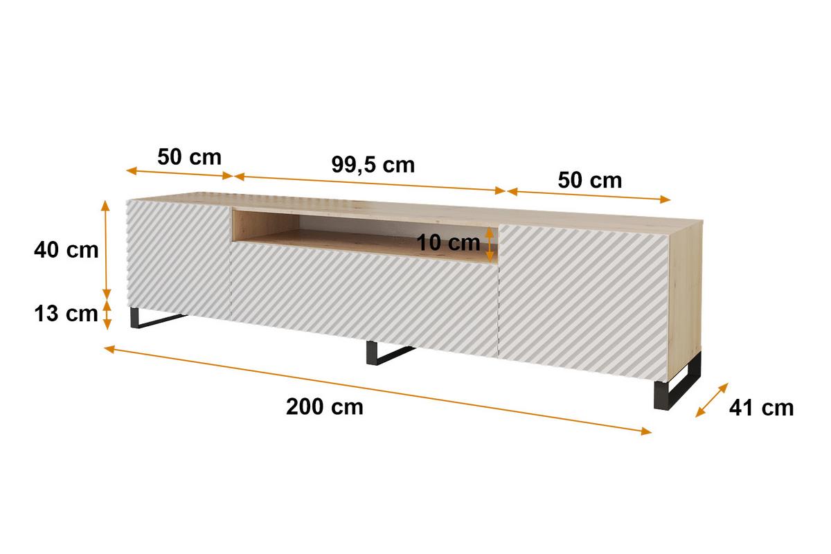 LOWBOARD ZENO-S 200x53x41 cm - Artisan / Weiß - Hellbraun/Eiche Wotan, Holzwerkstoff (200/53/41cm) - ALTDECOR