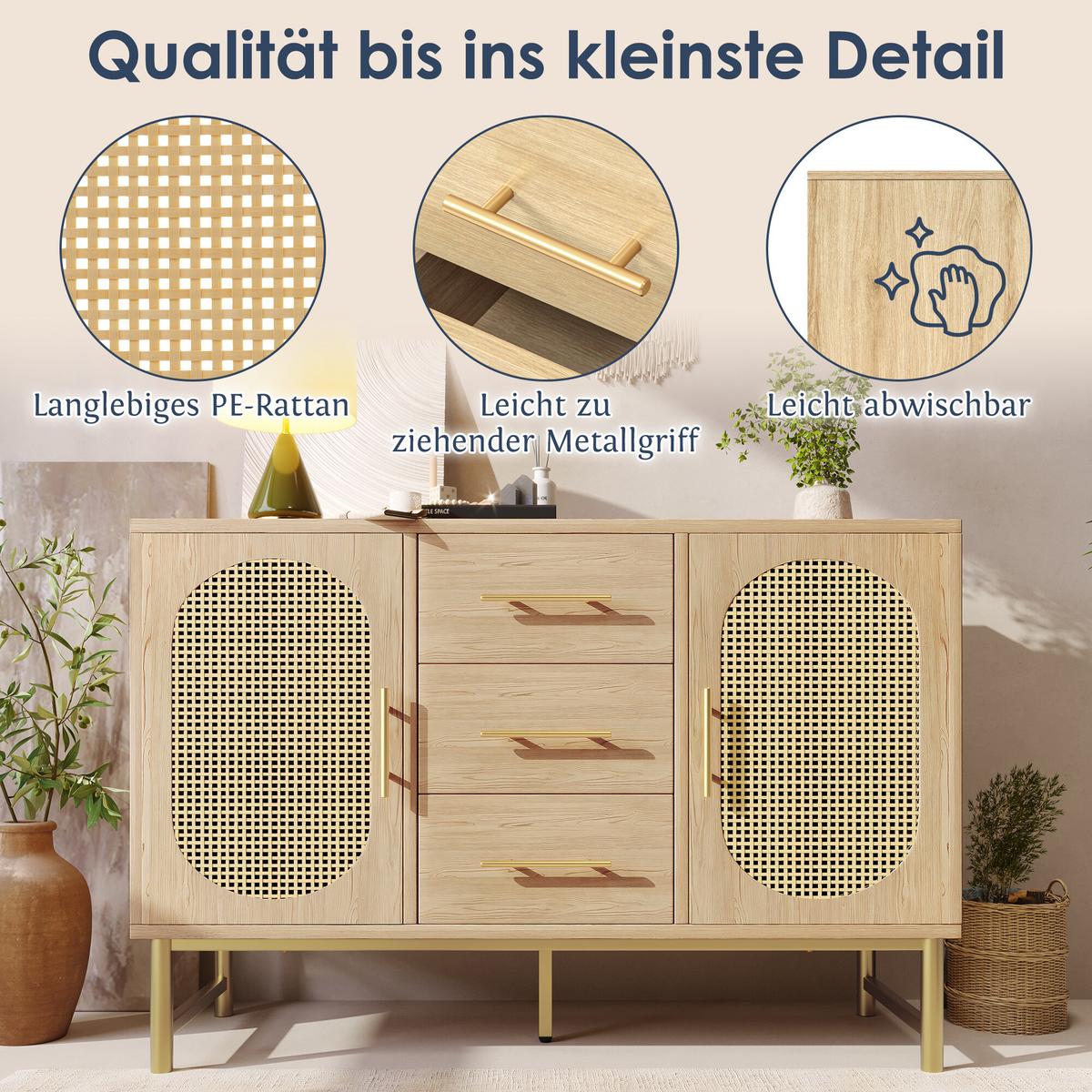 SIDEBOARD Braun 120/40/74 cm - Braun, Holzwerkstoff/Metall (40/74/120cm) - Urban Meuble