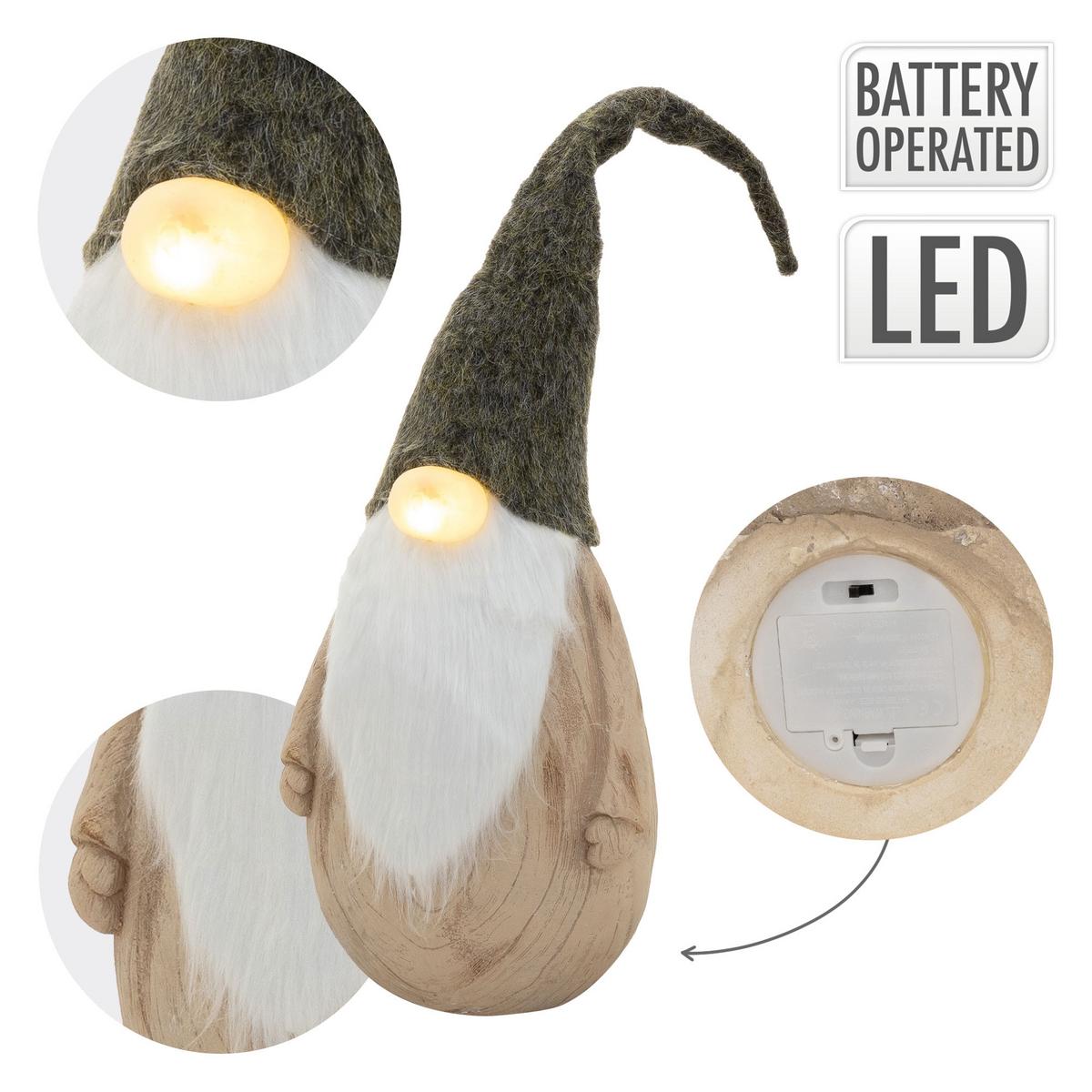LED-WEIHNACHTSWICHTEL-FIGUR mit Leuchtender Nase Weihnachtsdeko Innen Batteriebetrieben Höhenverstellbar 66-88 cm - Multicolor, Stein (28/88/24cm) - ECD-Germany