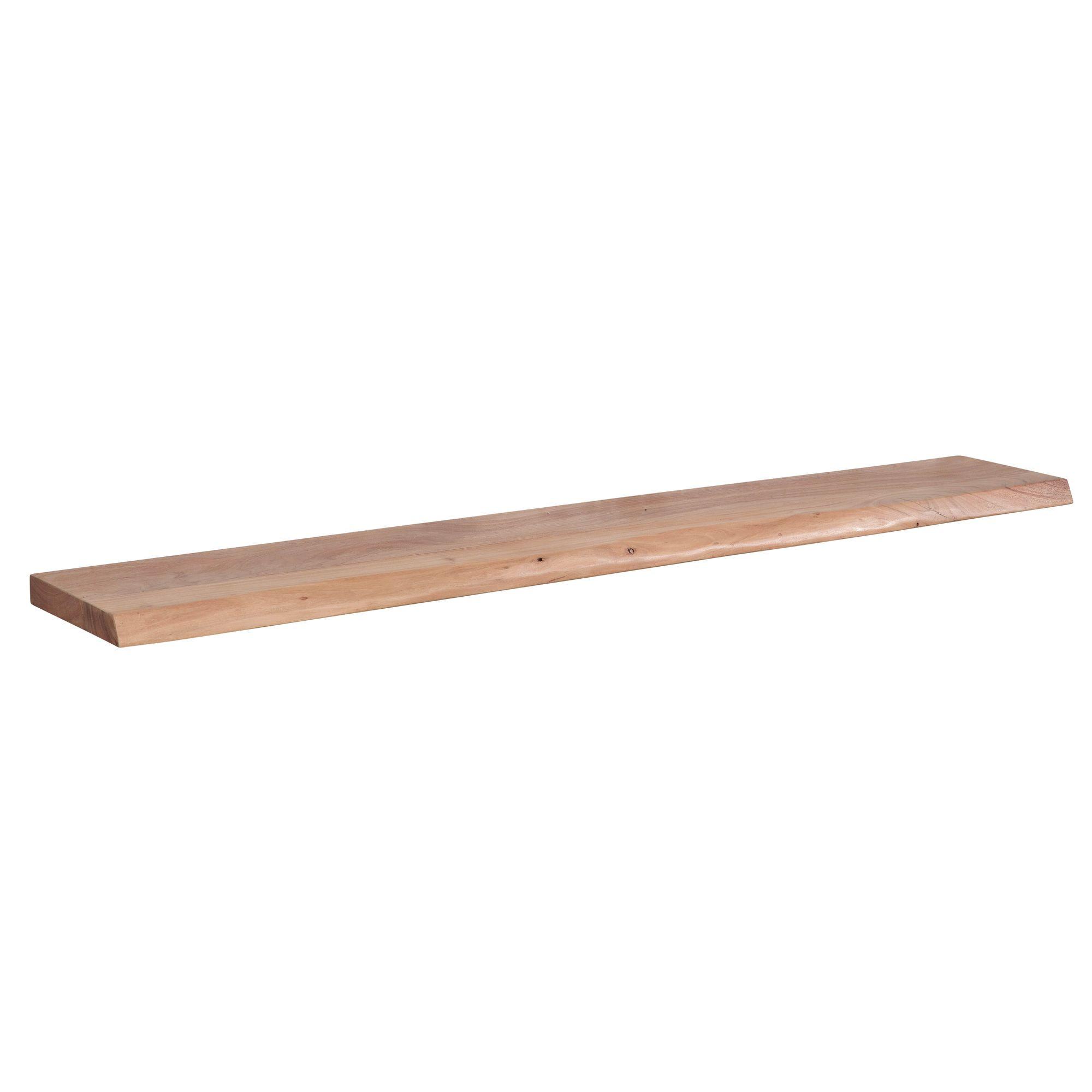 WANDREGAL Massivholz Baumkante Landhausstil, Akazie 160x26x4 cm - Beige, Holz (160/4/26cm) - KADIMA DESIGN