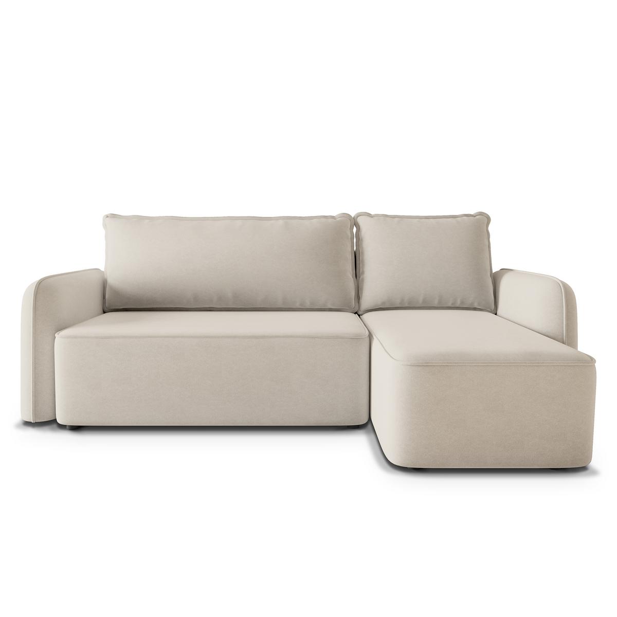 ECKSOFA DOLVER CL Creme Samtstoff mit Schlaffunktion - Creme, Holzwerkstoff/Textil (238/156cm) - MASSENO