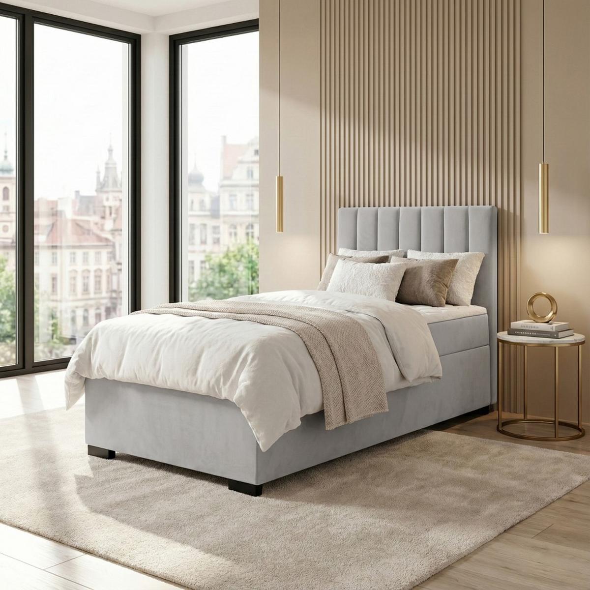 POLSTERBETT Eric 104/207/105 grau - Grau, Holzwerkstoff/Textil (100/200cm) - Beautysofa
