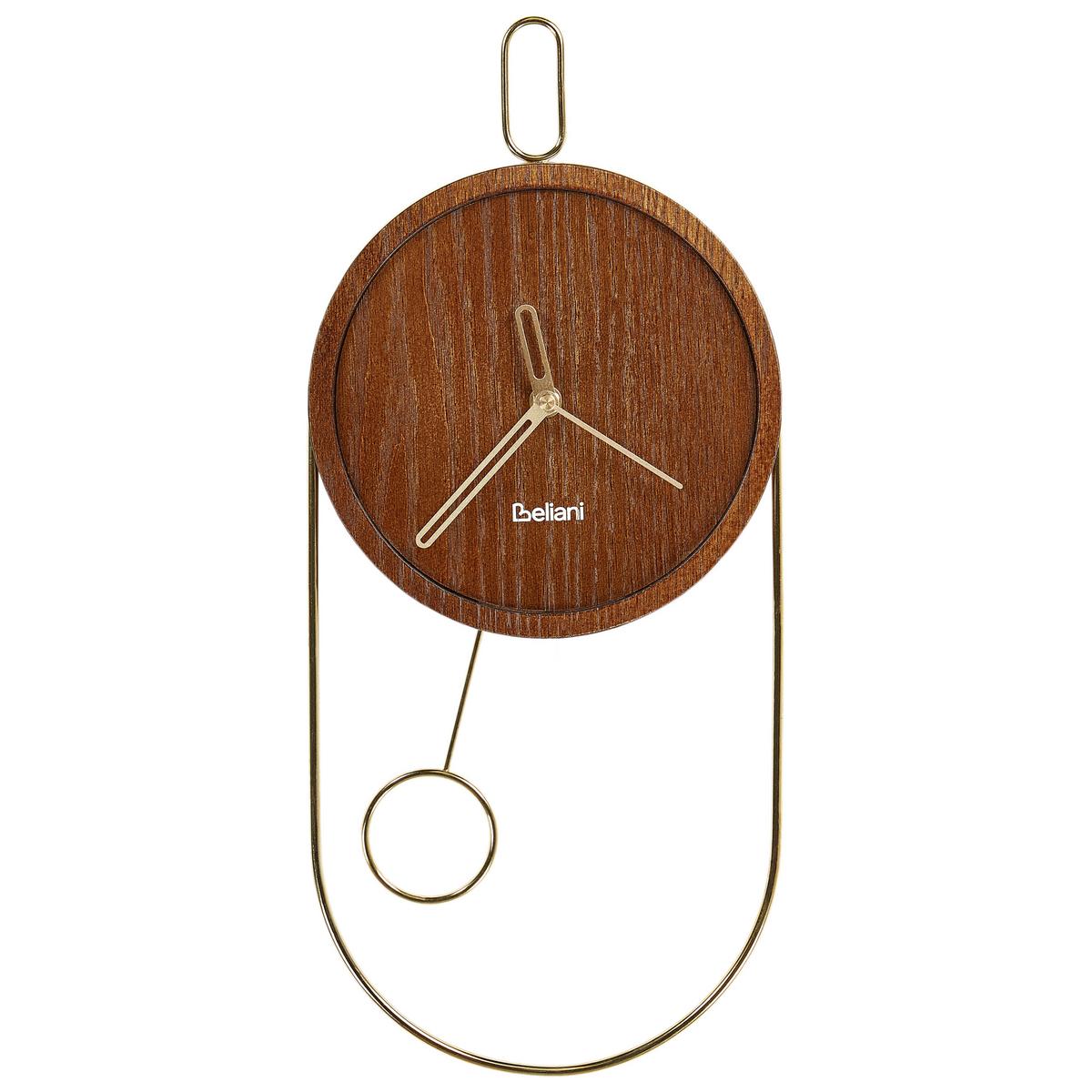 WANDUHR Dunkler Holzfarbton/Gold Sierre - Dunkelbraun/Goldfarben, Holzwerkstoff (20/45/3cm) - Beliani