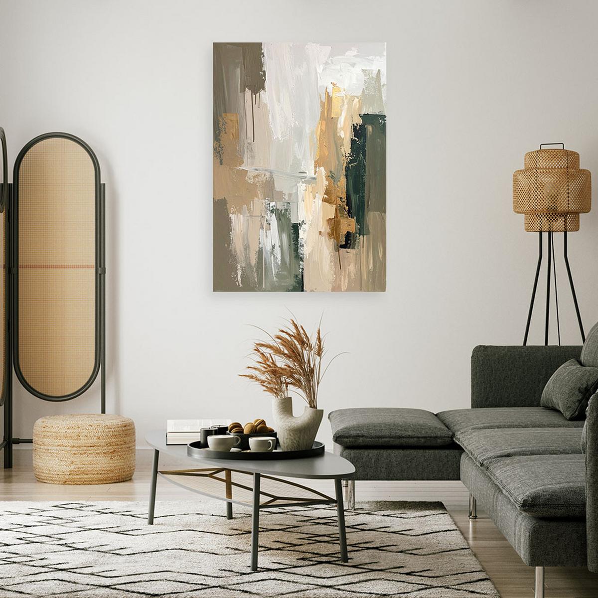 WANDBILD, Braun beige moderne Abstrakt - Grau, Textil (40/60cm) - Feeby