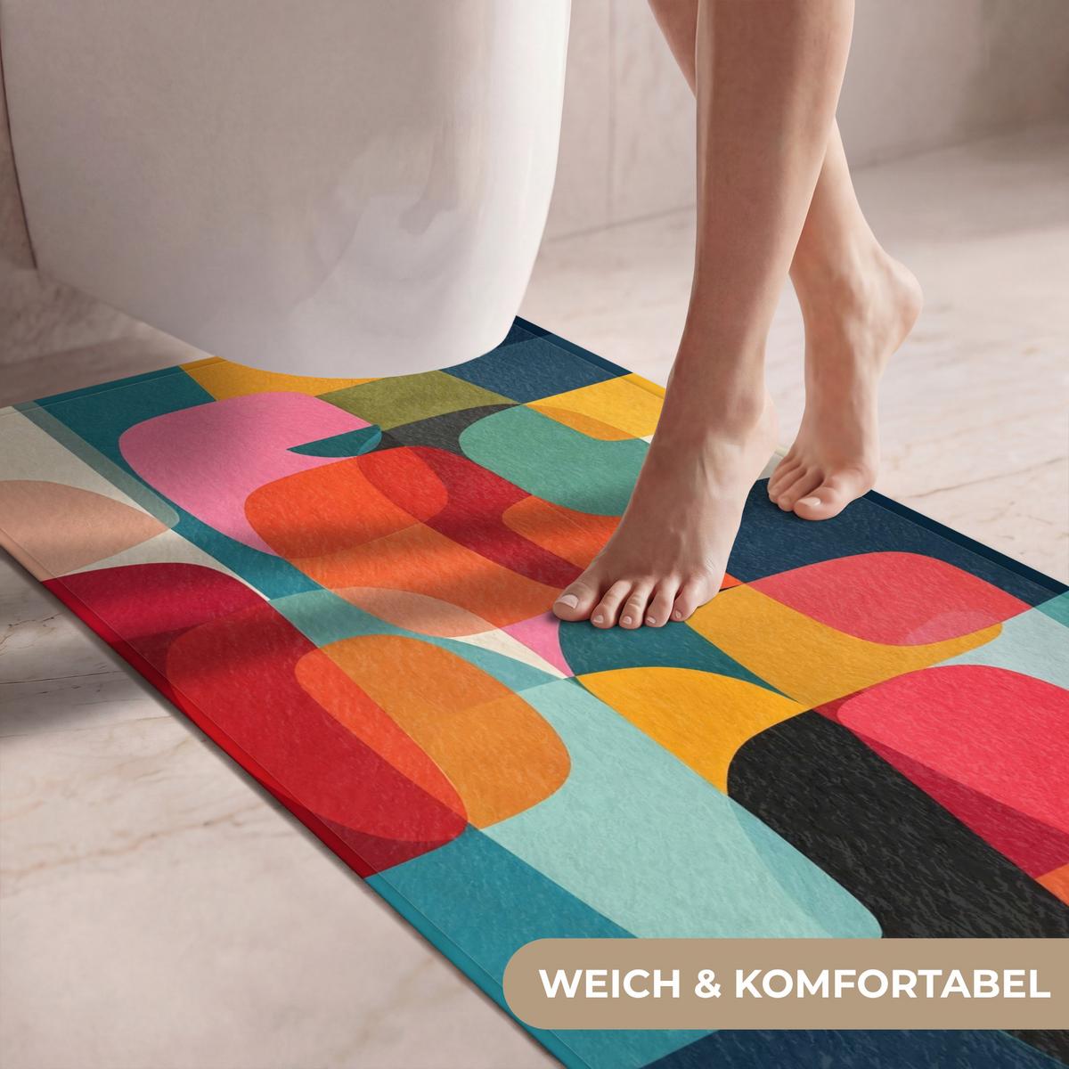 WC-VORLEGER Formen - Bunt - Abstrakt - Flugzeuge Toilettenvorleger 60x120 cm - Multicolor, Textil (60/1cm) - OnlyWow