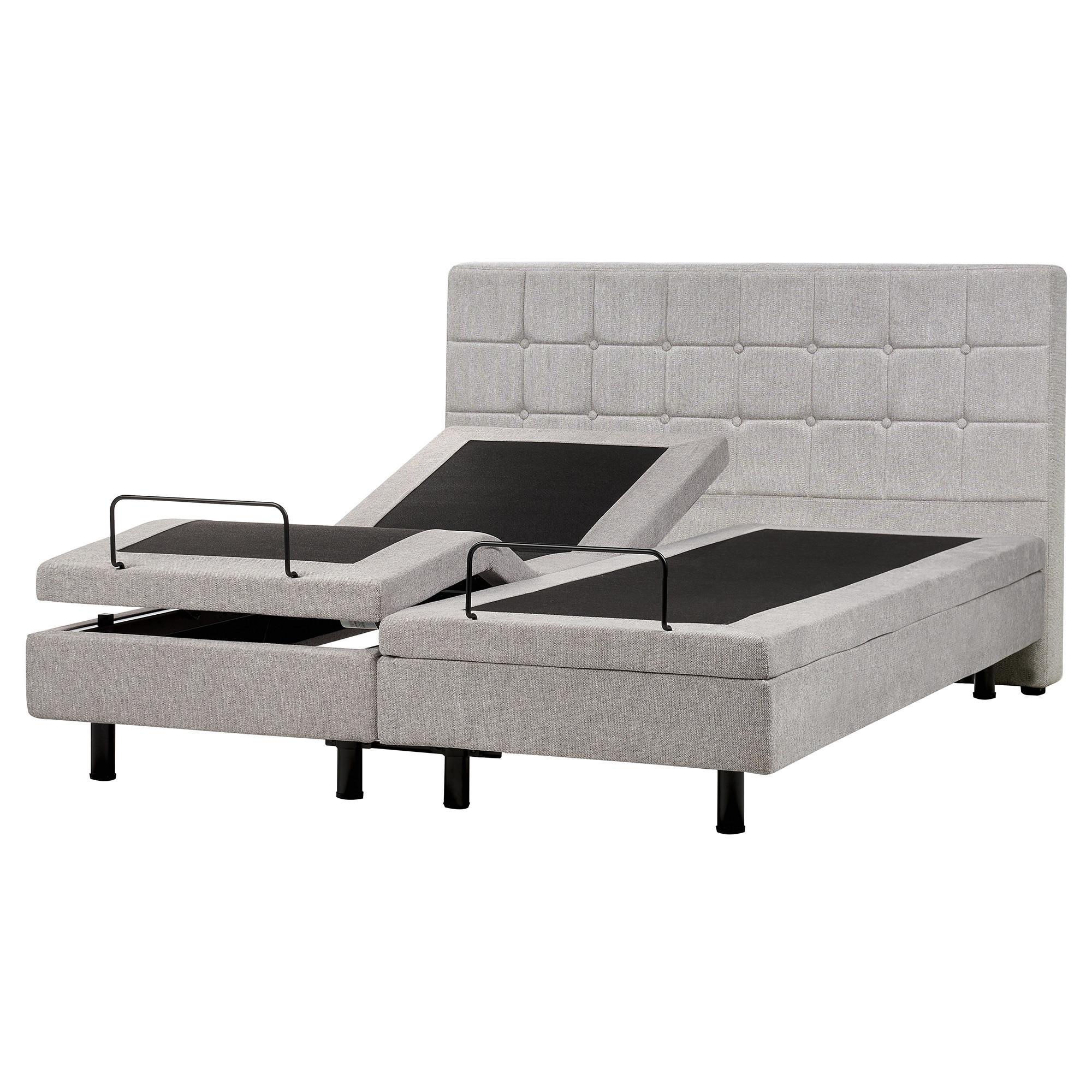 POLSTERBETT verstellbar 160x200 cm Grau Duke - Hellgrau, Textil (160/200cm) - Beliani