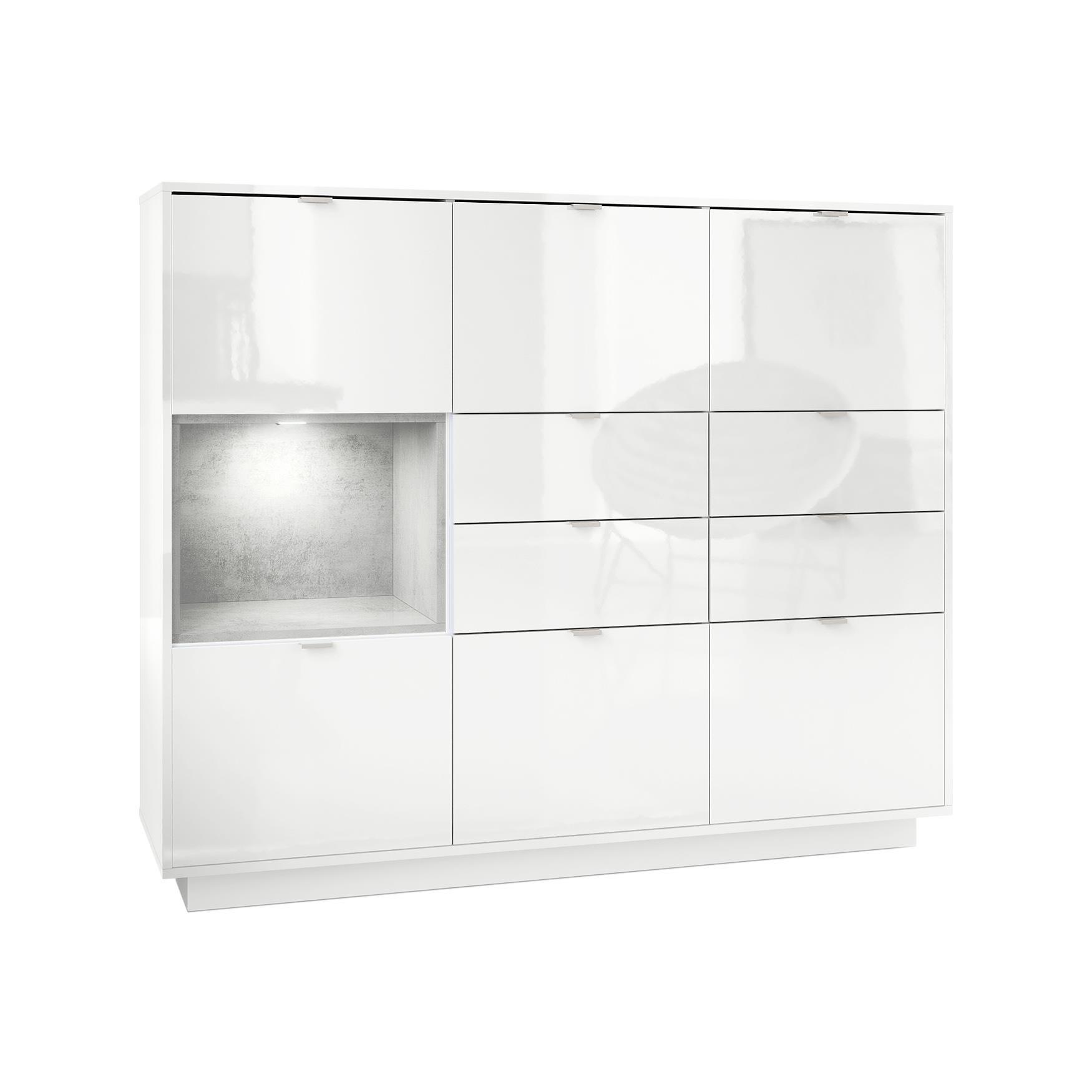 HIGHBOARD Metro Einsatz in Beton Oxid Optik - Hellgrau, Holzwerkstoff (153/123/37cm) - Vladon