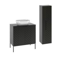 BADMÖBEL 80.6cm Daria 2er-Set Schwarz - Schwarz, Holzwerkstoff (80.6/84.2/46.5cm) - Petits-meubles