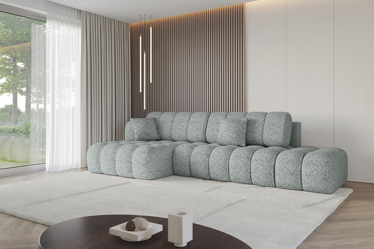 ECKSOFA mit Schlaffunktion Ottomane Links OLEA-L2 321x164x75 Grün Tissu - Smaragdgrün/Schwarz, Holzwerkstoff/Kunststoff (321/164cm) - ALTDECOR