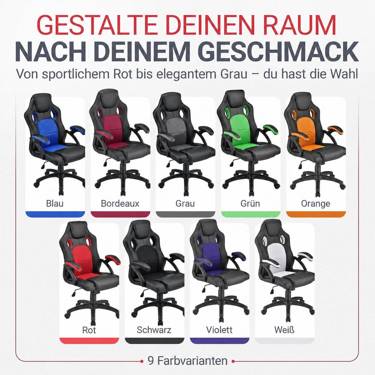 SCHREIBTISCHSTUHL Montreal rot - Rot, Textil (47/111/52cm) - Juskys