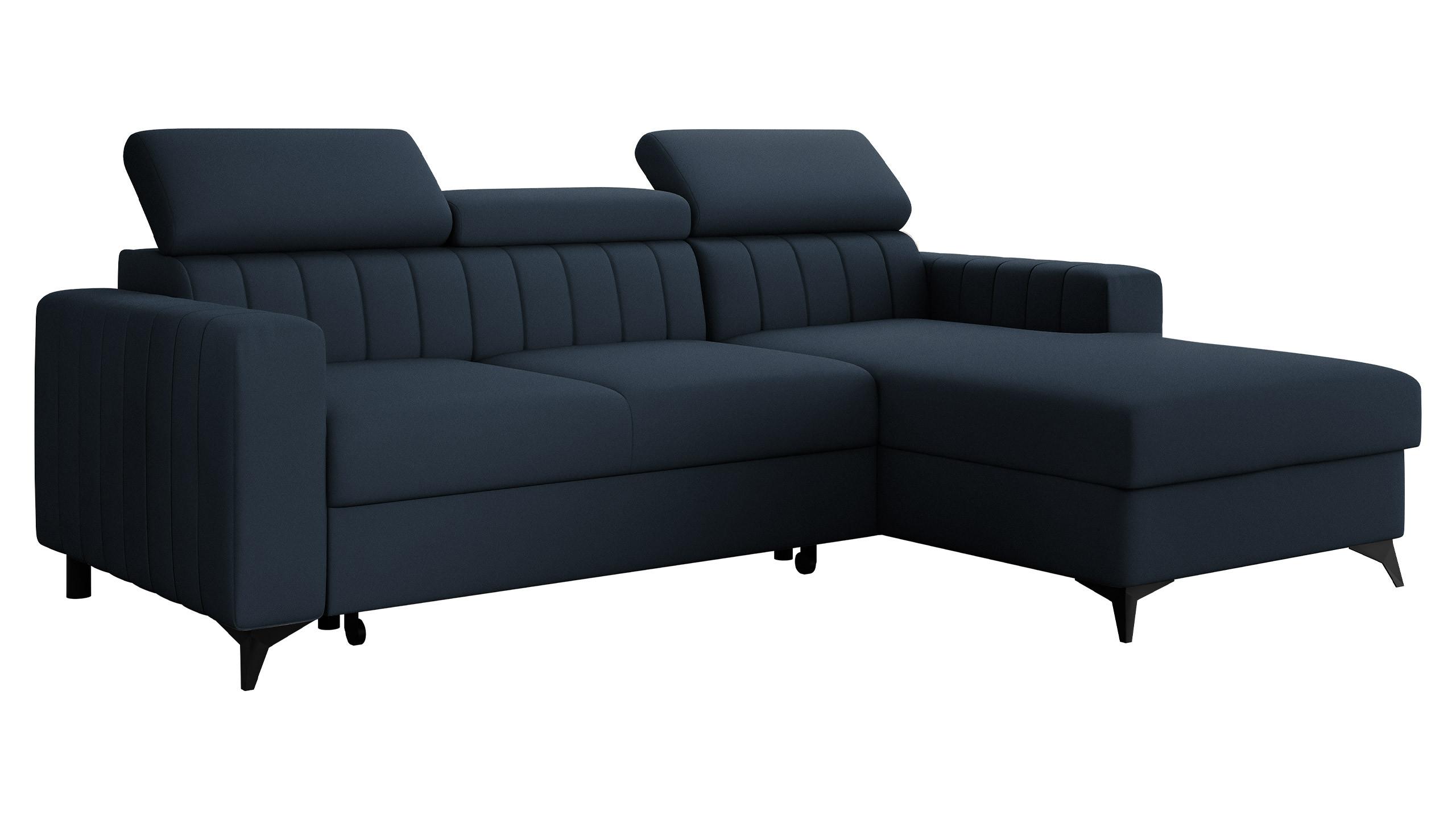 ECKSOFA Milano, Seite: Rechts 2R+LC - Schwarz/Dunkelblau, Holz/Textil (172/236cm) - MIRJAN24