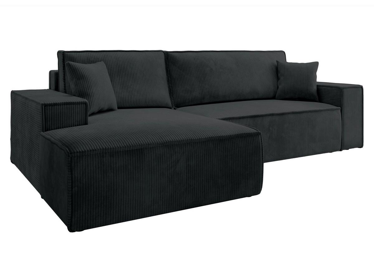 ECKSOFA Farese Schwarz Cordbezug - Schwarz, Kunststoff/Textil (267/167cm) - Selsey