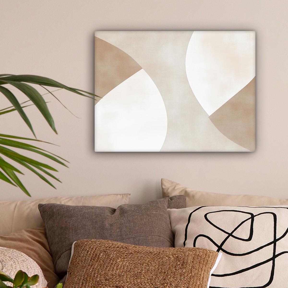 LEINWANDBILD Braun - Japandi - Abstrakt Wandbild 40x30 cm - Sandfarben, Textil (40/30cm) - MuchoWow
