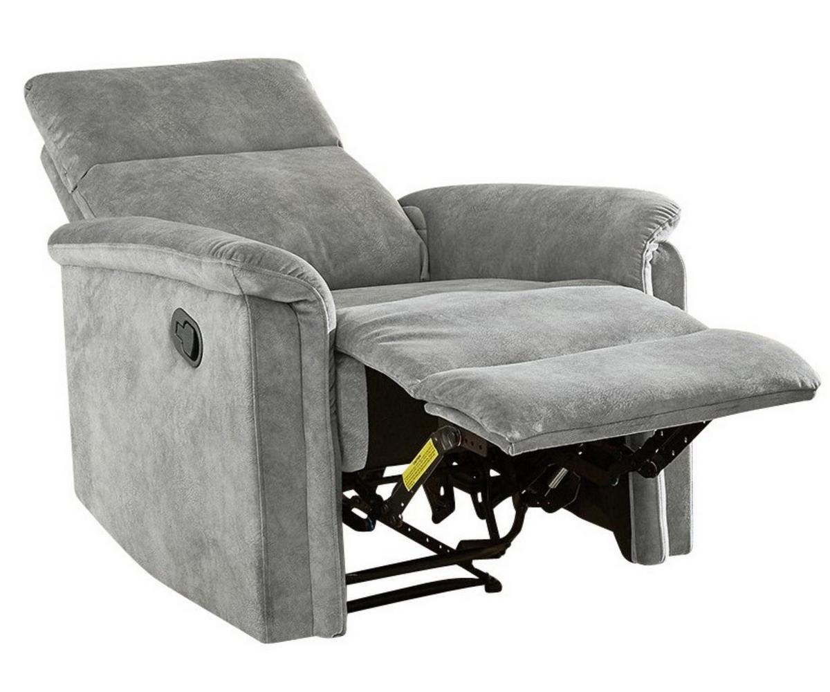 RELAX-FERNSEHSESSEL Federkern, Liegefunktion verstellbar durch halbautomatische Relaxfunktion B78/T90/H100 cm, Velours Vintage Grau / 15126 - Schwarz/Grau, Textil (78/100/90cm) - luma-home