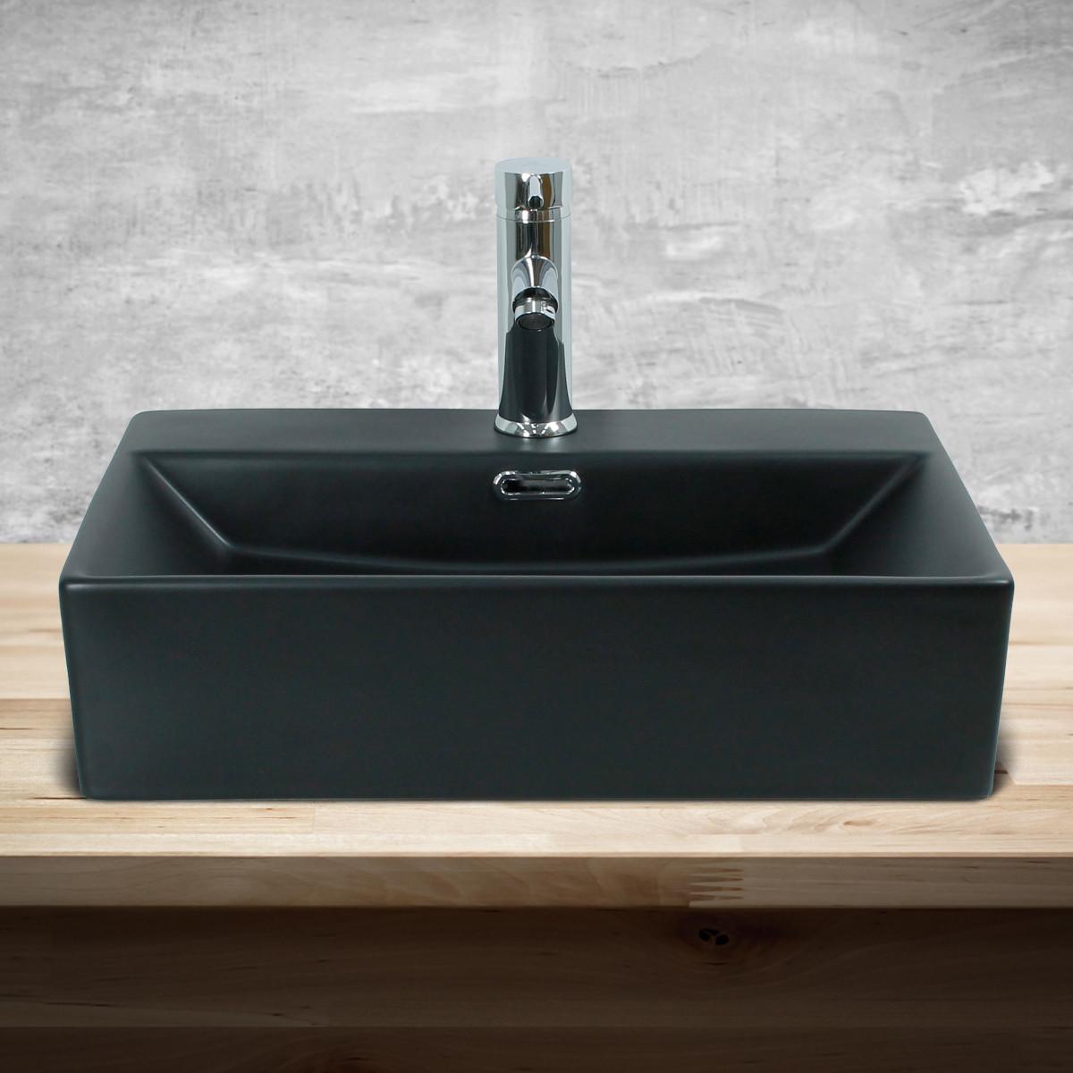 WASCHBECKEN - Schwarz, Keramik (36/13/51.5cm) - ML-DESIGN