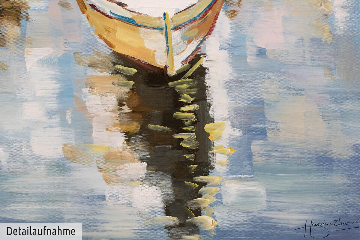 ACRYLBILD HANDGEMALT 60/90 cm - Blau/Gelb, Holz/Textil (60/90cm) - KUNSTLOFT