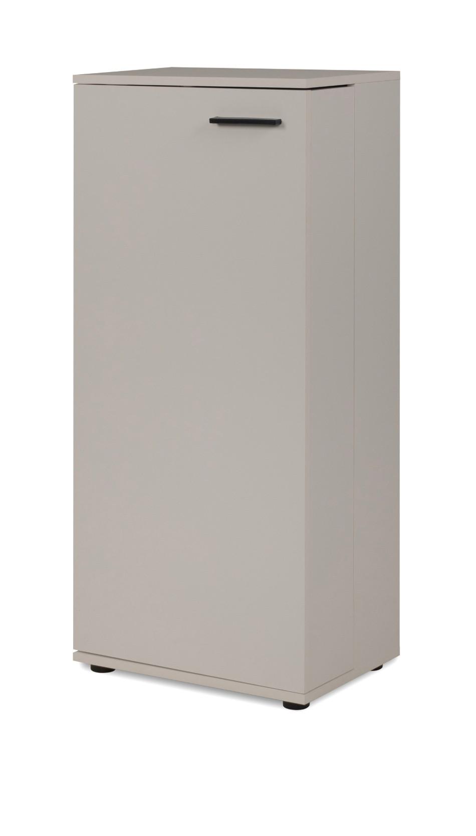 SCHUHSCHRANK samtfarben 50 cm, Schuhkommode aufklappbar mit 6 Fächern - Beige/Schwarz, Holzwerkstoff/Kunststoff (50/110/34cm) - Furn.Design