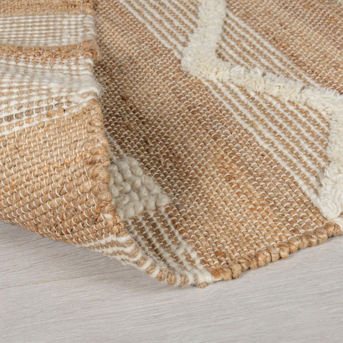 JUTETEPPICH handgewebt mit Fransen WHARFE, im Ethno-Stil, Natur-Weiß, 120 x 170 cm - Weiß, Textil (170/120cm) - KADIMA DESIGN