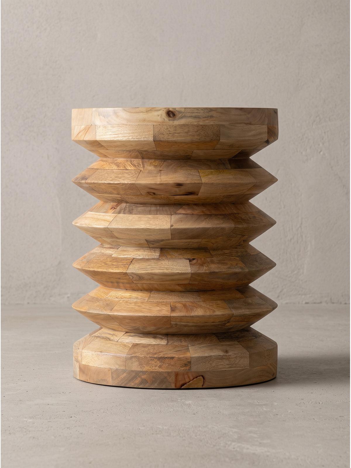 BEISTELLTISCH JELSA, Mango Massivholz, handgefertigt, Ø 35 x 45 cm - Hellbraun/Braun, Holz (35/35/45cm) - KADIMA DESIGN