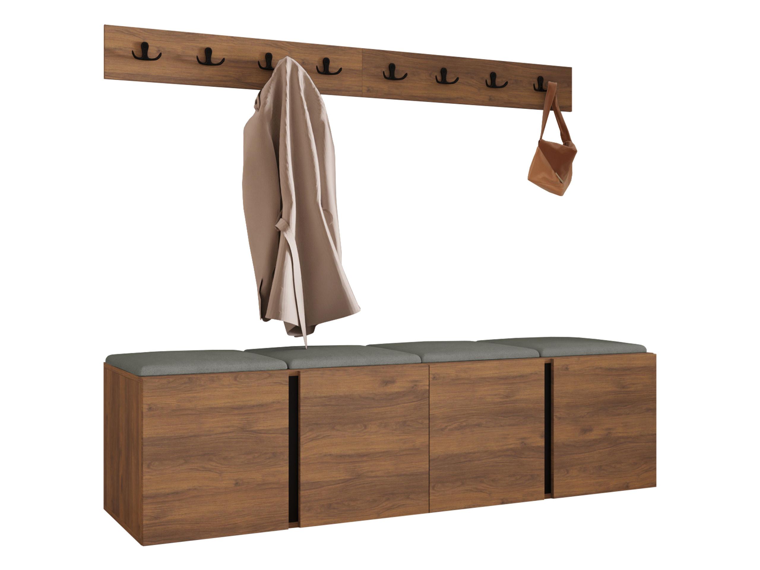 GARDEROBEN-SET Orion VII - Nussbaumfarben/Grau, Holzwerkstoff/Kunststoff (168/42/46cm) - MIRJAN24