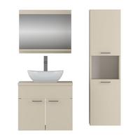 BADMÖBEL-SET LUMIRE II Kaschmir Matt mit Spiegel - Beige, Holzwerkstoff (60/52/46cm) - Lookway