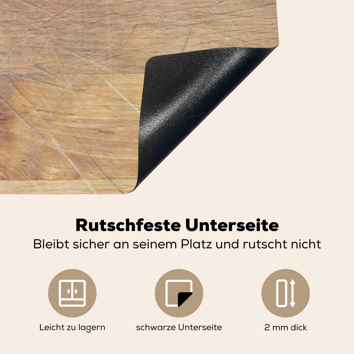 HERDABDECKPLATTE Holz - Löffel - Braun - Smiley Ceranfeldabdeckung 76x51.5 cm - Hellbraun, Kunststoff (76/51.5/0.2cm) - MuchoWow