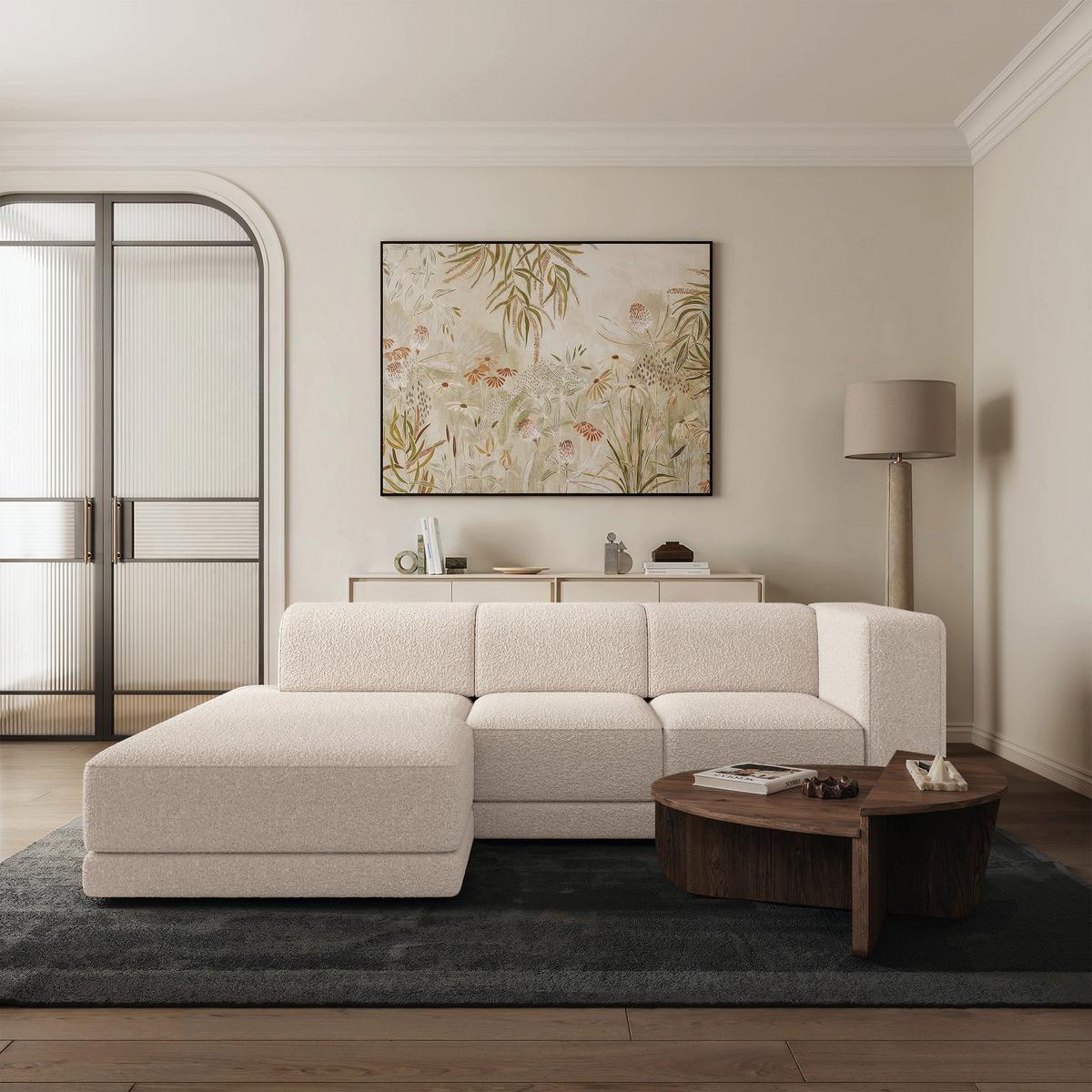 ECKSOFA Novals L-Form, 4-Sitzer, links 278 cm - Creme/Schwarz, Holz/Kunststoff (278/168cm) - Selsey