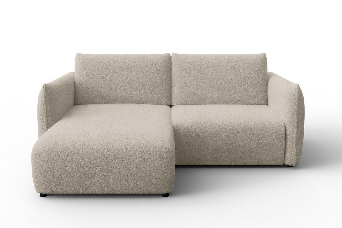 ECKSOFA TAUER 3-Sitzer LINKS, Bouclé-Stoff beige - Beige/Schwarz, Holz/Textil (173/206cm) - Courtois Laville