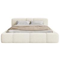 POLSTERBETT Bowia, Bettkasten Hellbeige Plüsch, 160x200 cm - Ecru/Schwarz, Textil (160/200cm) - Selsey