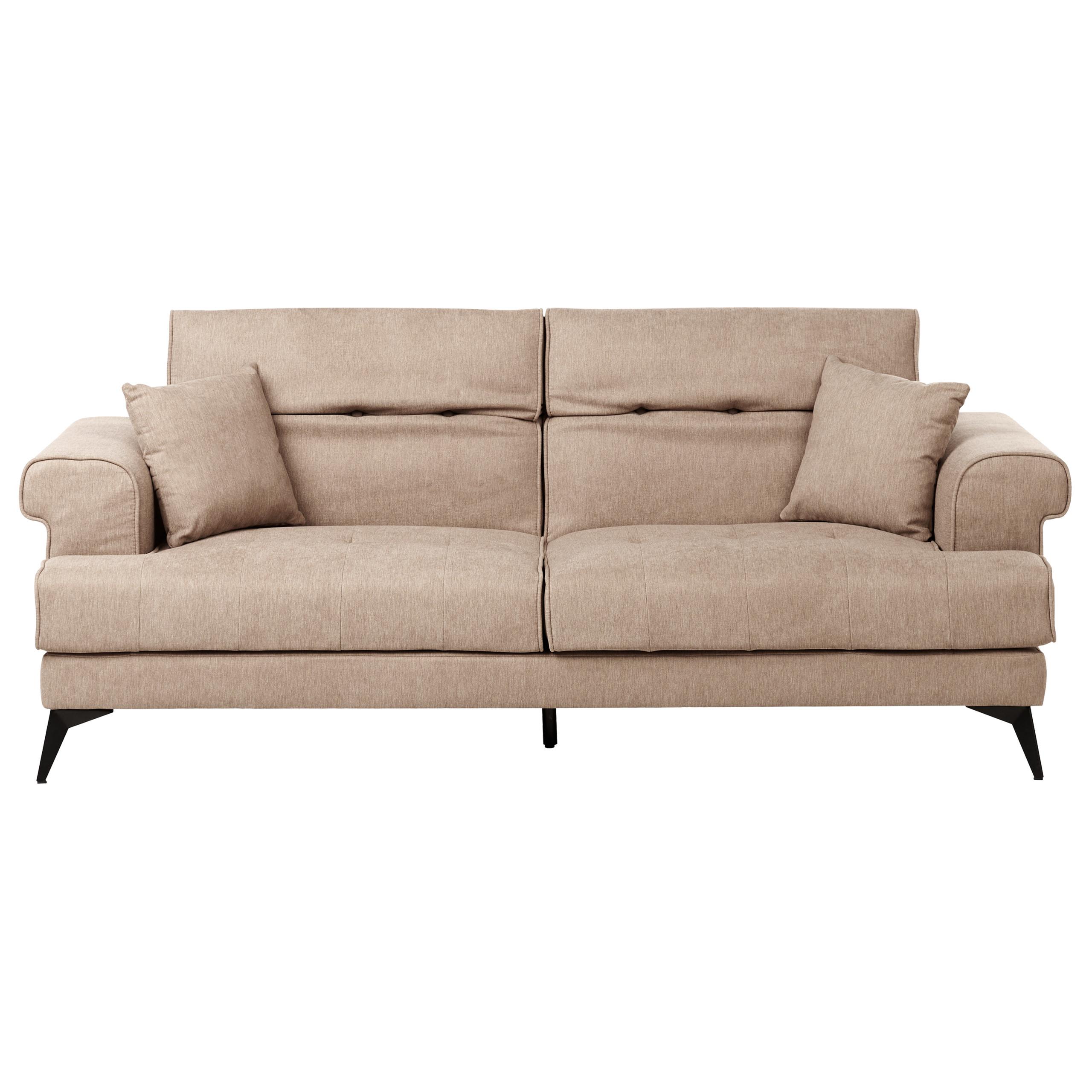 3-SITZER-SOFA Stoff Hellbraun Skive - Hellbraun, Textil (214/88/85cm) - Beliani