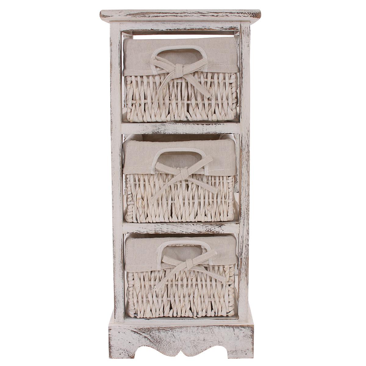 KOMMODE MIT 3 KORBSCHUBLADEN 2ER-SET Weiß - Weiß, Holz (25/58/28cm) - MCW