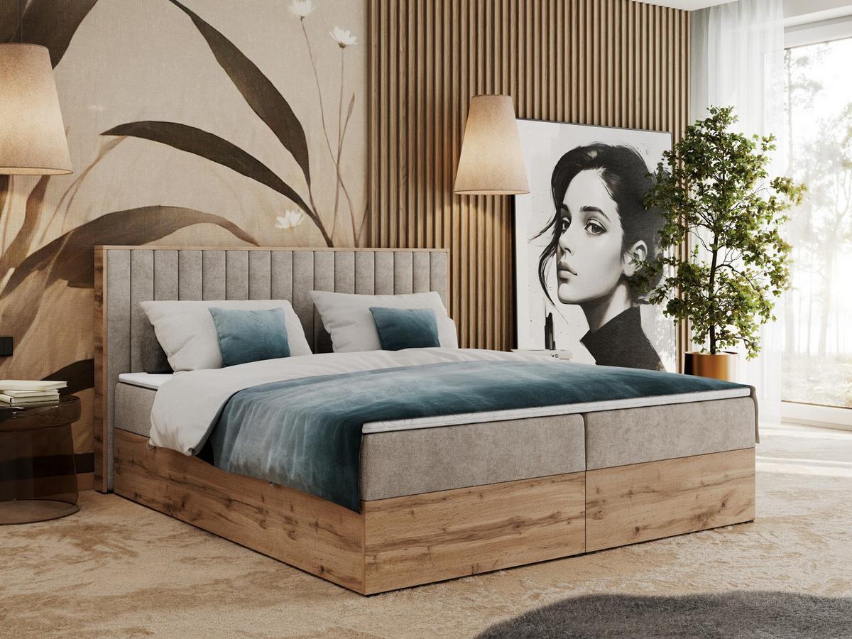 BOXBETT ALBERO 4 - 120/200 Beige Struktur - H4 - Beige, Holz/Textil (120/200cm) - MKS