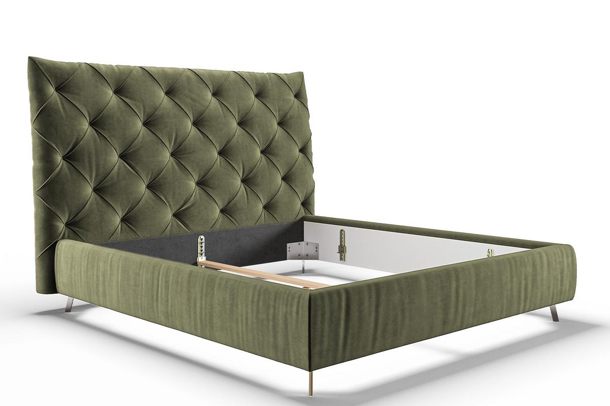 POLSTERBETT ANNY Grün Velvet - Olivgrün/Grün, Textil (160/200cm) - KAWOLA