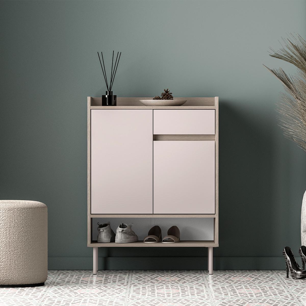 SCHUHMÖBEL Alos Kaschmir und Holz - Beige, Holzwerkstoff (70/95/34cm) - Petits-meubles